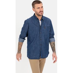 camel active Denim Shirt van puur katoen - Maat menswear-S - Donker blauw