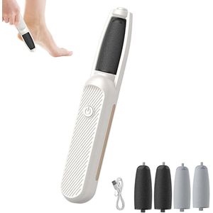 Elektrische Voetslijpmachine - Elektrische Voet Eeltverwijderaar - Voetverzorgingstool - Elektrische Voetslijpmachine - 3 Snelheden - Oplaadbaar - Draagbaar - Voor Eelt, Likdoorns en Gebarsten Hielen - Wit