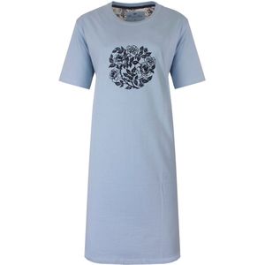 Medaillon Dames Nachthemd - Rozen Cirkelprint - Katoen - Grijs - Maat S