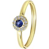 Lucardi Dames Ring met wit&blauwe zirkonia - Ring - Cadeau - Moederdag - 9 Karaat - Geelgoud