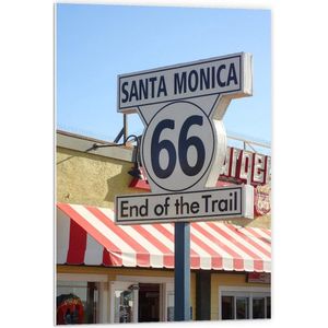 Forex - Bord met Tekst: ''Santa Monica, 66, End of the Trail'' - 60x90cm Foto op Forex
