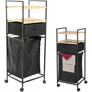 Badkamerrek met Wasmand - Badkamerkast - Badkamermeubel - Badkamer Rek - Badkamer Kast - Inclusief Mand en 2 Rekken