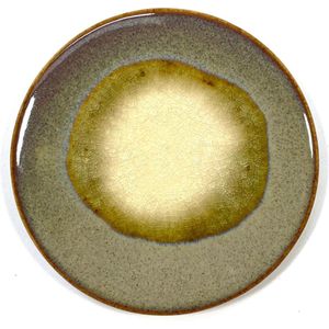 Lucy’s Living Luxe keramische onderzetter JO groen/beige – ø11 cm – aardewerk- ronde onderzetter - bekers - glazen - decoratie – tafelaccessoires - handgemaakt