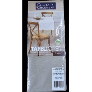 Slimline tafelloper Western Uni Zilver 45 x 138 cm - pak 2 stuks