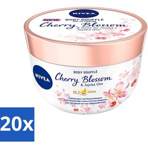 20 x NIVEA - Bodysoufflé - Kersenbloesem & Jojobaolie - Snel Intrekkend - 200 ml - NIVEA Body Soufflé - Kersenbloesem & Jojobaolie - Bodycrème - Huidverzorging - Hydraterende Crème