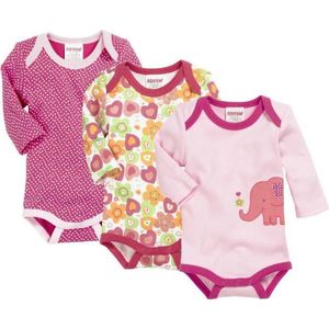 Playshoes Schnizler set 3 rompers lange mouw olifant roze