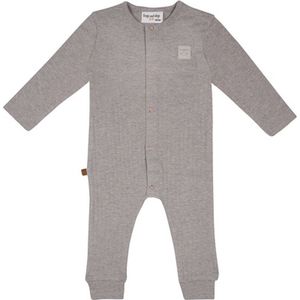 Frogs and Dogs - Raccoon Melange 10x1 Rib Onesie | Taupe - Katoen - Maat 68 - Boxpakje