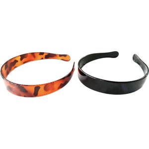 Haarband - Diadeem - Panterprint - Zwart/Roodbruin - 2.5 cm - Set 2 Stuks (743)