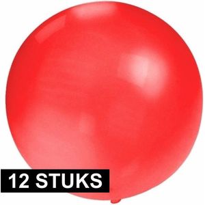 12x Grote ballonnen 60 cm rood - Geschikt voor lucht of helium - Feest/verjaardag artikelen