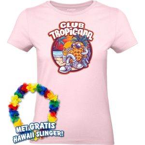 Dames t-shirt Tropical Holiday | Toppers in Concert 2024 | Club Tropicana | Hawaii Shirt | Ibiza Kleding | Lichtroze Dames | maat M