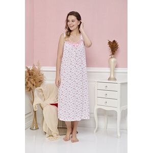 Marco Rossi - Dames nachthemd - Nachtjurk - Nachtjapon - Katoen - Hartje/Bloemen random - Roze - Maat M