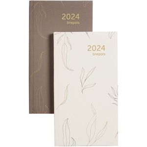 Brepols Agenda 2024 • Interplan 6t • Tropical Flowers • Hardcover • 9 x 16 cm • 1week/2 pagina's • Crème