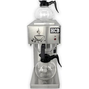 HCB® - Professionele Horeca Koffiezetapparaat - 2 x 1,8 liter - 230V - RVS - Filter machine voor koffie - Filtermachine - Filterkoffie - 20.5x40.5x45.5 cm (BxDxH)