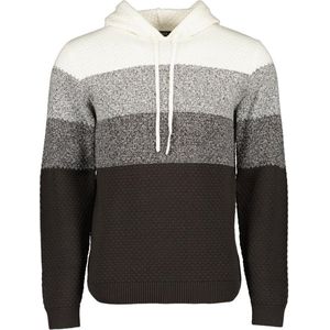 Blue Seven trui heren - trui met capuchon heren - bruin / wit streep dun - maat XXL