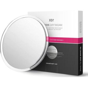 QPFO® Make-up spiegel met 10x vergroting - Vergrootspiegel met zuignappen - Draagbare reisspiegel - Inclusief doek - Cosmetische spiegel voor slaapkamer en badkamer