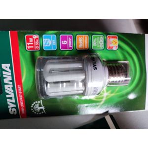 Sylvania E27 11 Watt MINI-LYNX Fast Start Spaarlamp 600 lumen, 220-240V