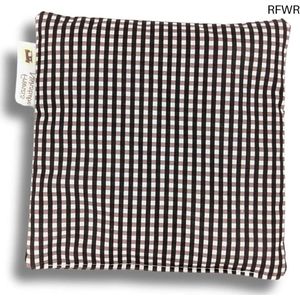 RFWR® Kersenpitkussen 20x20cm | Bruin Geblokt | Warmte en Koude Therapie | 100% Katoen | Herbruikbaar | Handgemaakt