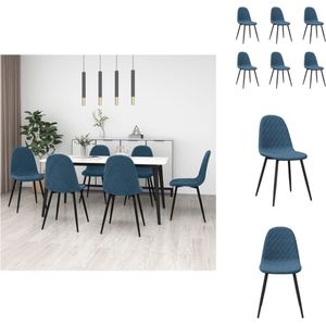 vidaXL Eetkamerstoel - Eetkamerstoelen - Stoel - Stoelen - Eetkamerstoelen 6 st fluweel blauw