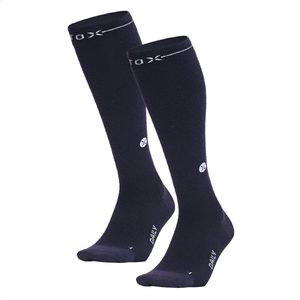 STOX Energy Socks - 2 Pack Merino Everyday sokken voor Mannen - Premium Compressiesokken - Kleur: Donkerblauw/Grijs - Maat: XLarge - 2 Paar - Voordeel - Mt 46-49