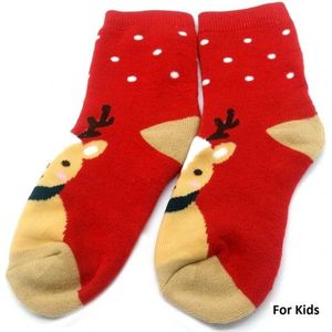 Rode Kerstsokken voor kinderen met rendier- maat 33-38