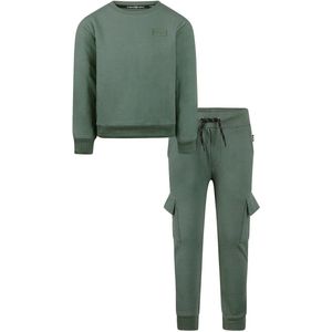 Koko Noko - Basic collection - Biologisch katoen - Kledingset - Joggingbroek Dark Green - Sweater Dark Green - Maat 92