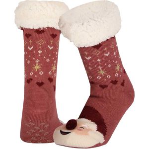 Apollo - Home Socks - Huissokken - Kerstsokken - Dames - Kerstman - 3D - One Size