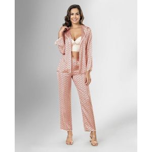 Satijn Luxe Dames Pyjama Set 3-delige- Sexy Nachtkleding Maat XL