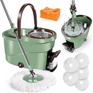 Microvezel Dweilsysteem met Roestvrijstalen Telescoopsteel - Efficiënt Schoonmaken en Polijsten - Lichtgewicht en Duurzaam - Geschikt voor Alle Vloertypes - Herbruikbare en Wasbare Mop - Telescoopsteel voor Bereik