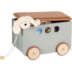 VELTRR® Speelgoedkist - Speelgoedkast - Dekenkist - Grijs en Bruin