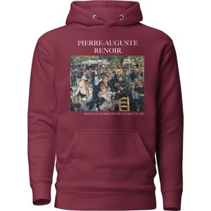 Pierre-Auguste Renoir 'Dans in Le Moulin de la Galette' (""Dance at Le Moulin de la Galette"") Beroemd Schilderij Hoodie | Unisex Premium Kunst Hoodie | Maroon | S