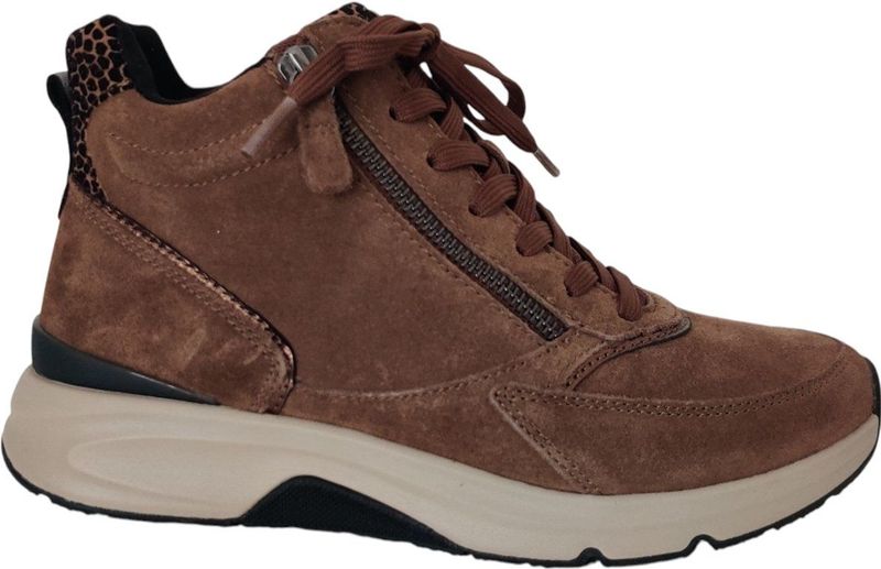Gabor - Rolling Soft - Hoge Veterschoen - Cognac - Casual schoenen