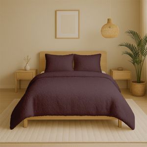 Zydante® Dekbedovertrek Teddy 200x220 cm - Grape - met 2 Kussenslopen