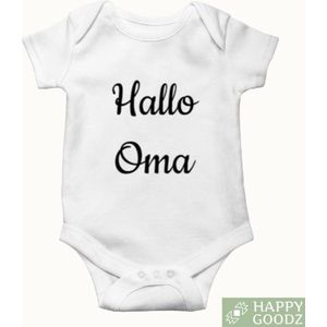 Baby Romper - Hallo Oma WIT - - Baby cadeau - Kraamcadeau - Zwangerschap aankondiging - rompertjes met tekst - 100% katoen - 0-3 maanden - Zwanger - Grootmoeder - Grandma to be - jullie worden opa en oma - pregnancy announcement