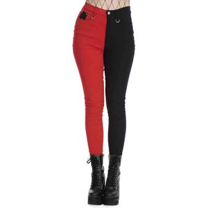 Banned - Bailey Half And Half Broek rechte pijpen - S - Rood/Zwart