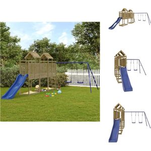 vidaXL Houten Speelset - 313 x 589 x 214 cm - Duurzaam grenenhout - Stevig frame - Multi-activiteitencentra - Veilig ontwerp - Eindeloos plezier - 3-8 jaar - Max - 45 kg - Inclusief handleiding - Speeltoestellencombinatie