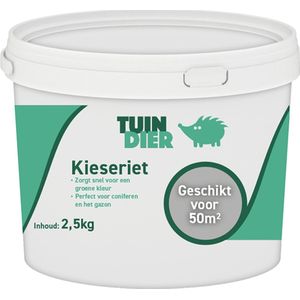 Kieseriet | Tuin-Dier | Meststof met hoog gehalte magnesium | In handige bewaaremmer | 2.500 gram | 2,5 kilogram | Zorgt voor diepgroene kleur van gazon, planten én moestuingewassen | Coniferen mest magnesium