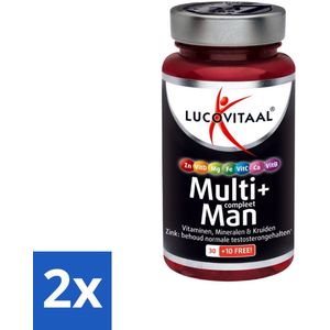 2 x Lucovitaal - Vitaminen - Multi+ Compleet Man - 40 Tabletten - Multivitamine Supplement - Vitamine Supplement - Multivitamine Voor Mannen - Testosteron - Energie