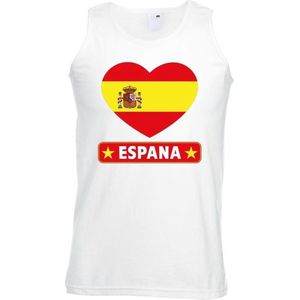 Spanje hart vlag singlet shirt/ tanktop wit heren S