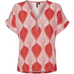Vero Moda - Vmtula Olga Ss Wide Top Wvn Ga - T-shirt - Goji Berry