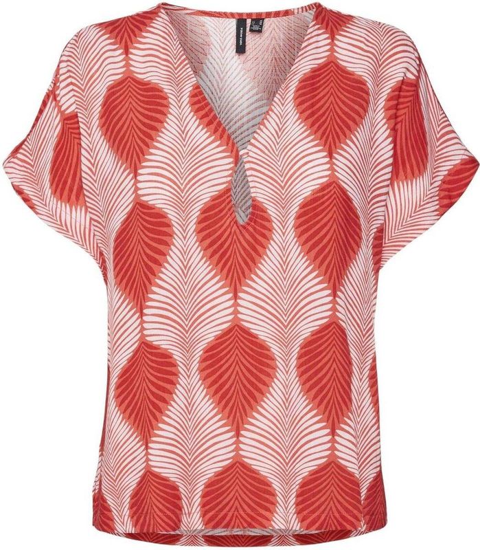 Vero Moda - Vmtula Olga Ss Wide Top Wvn Ga - T-shirt - Goji Berry