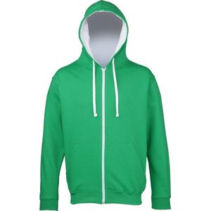 Awdis Heren Varsity Hooded Sweatshirt / Hoodie / Zoodie (Kelly Groen/Arctisch Wit)
