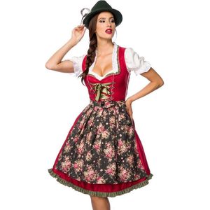 Dirndline - Romantic Dirndl Kostuum jurk - Oktoberfest - 3XL - Rood/Groen