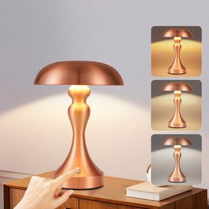 NETTLIFE Tafellamp LED draadloze - Vintage - roodachtig brons - met 1800 mAh batterij - Touch Dimbaar - Bedlamp met USB oplaadbare - voor vensterbank | woonkamer | slaapkamer