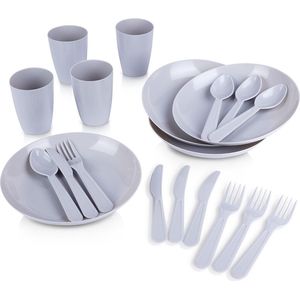 Campingserviesset Plastic 20 delig - Serviesset - Campingservies - Borden voor Camping - Picknick - Feest