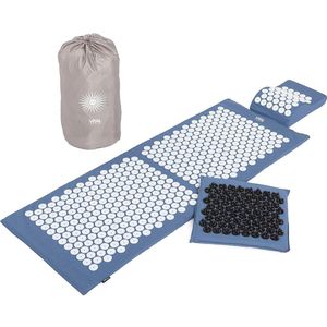 XXL Acupressuurmat Deluxe Set - Zelfmassage voor Nek en Rugpijn - Inclusief Naaldkussen, Deurmat en Tas - Blauw