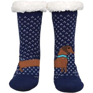 Wollige dames knuffelsokken met antislip stoppers voor winterwarmte. Sfeervolle huissokken met schattige dierenmotieven. Ideale vloersokken als cadeau voor Kerstmis.
