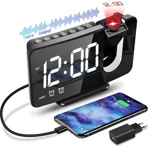 Solacis Wekkerradio Met Projectie - Wekkerradio - Digitale wekker - Wekkerradio kinderen - Wekker met projectie op plafond - Must have!