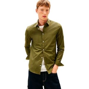 Tommy Jeans Original Stretch Slim Fit Overhemd Met Lange Mouwen Groen S Man