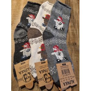 3 Paar - 100% Alpaca Wollen Sokken - Maat 35-38 - Wintersokken - Kerstsokken - Cadeau Artikel - Huissokken