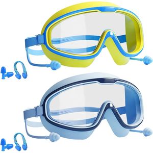 Zwembril 2 Stuks Kinder Zwembrillen, Kinder Zwembrillen, Kinder Panorama Junior Zwembril, Kinder Zwembrillen, Blauwe Brillen, Antivog, Waterdicht, Geen Lekkage